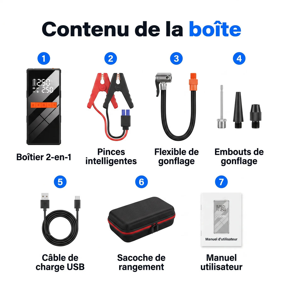 Booster & Gonfleur 4-en-1 — Démarreur Portable