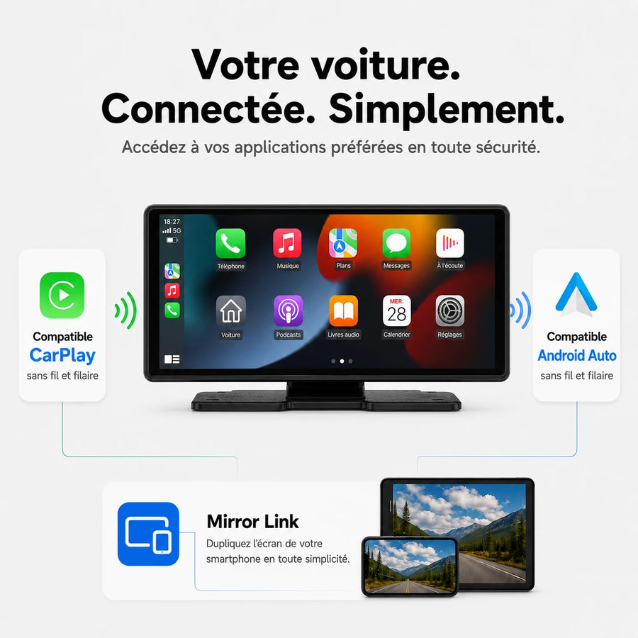Écran Universel CarPlay & Android Auto - 10 pouces
