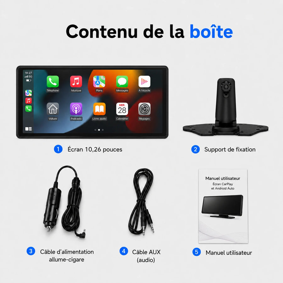 Écran Universel CarPlay & Android Auto - 10 pouces