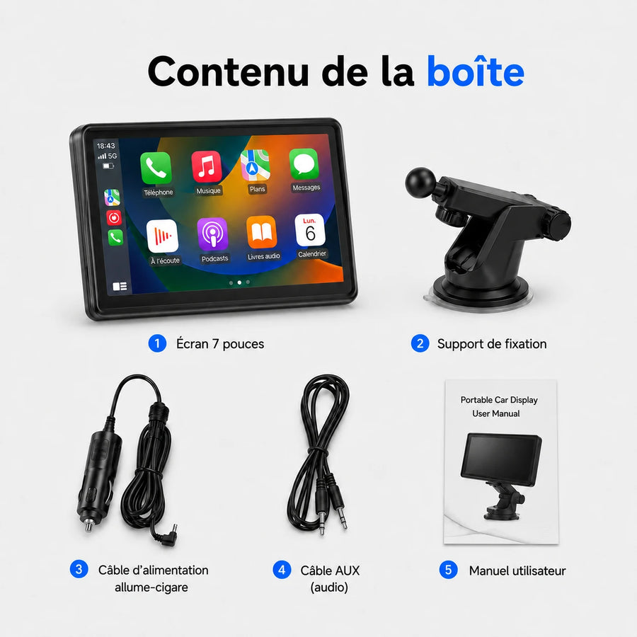 Écran Universel CarPlay & Android Auto - 7 pouces