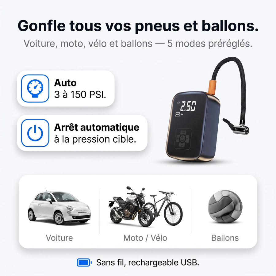 Gonfleur de Pneus Sans Fil