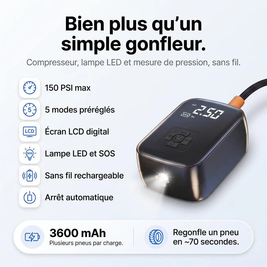 Gonfleur de Pneus Sans Fil