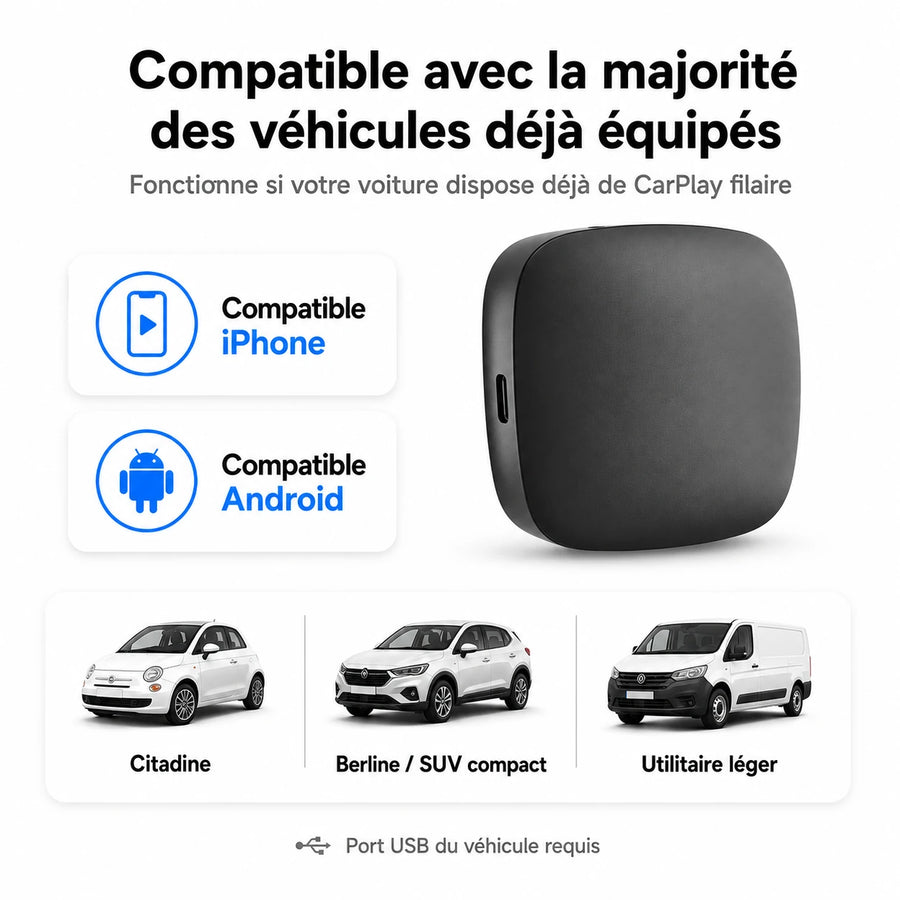 AI Box CarPlay & Android Auto — YouTube & Netflix intégrés