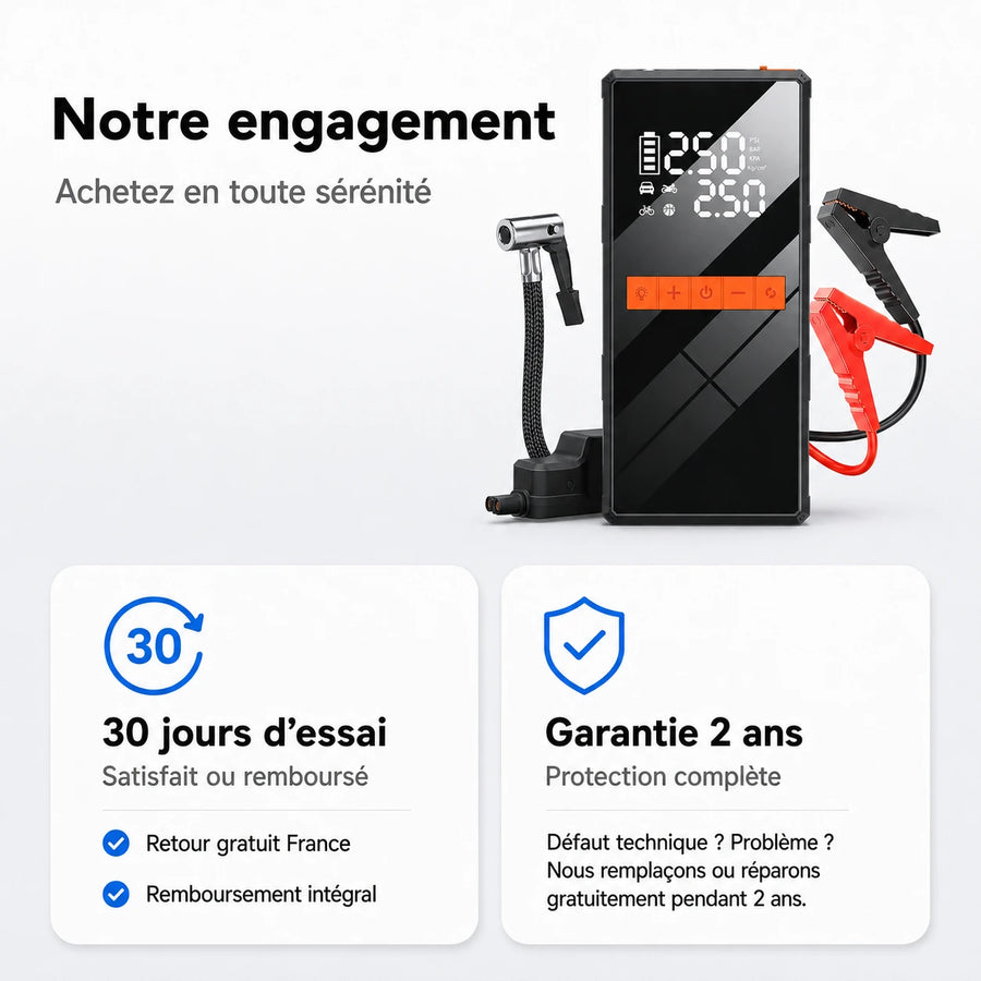Booster & Gonfleur 4-en-1 — Démarreur Portable