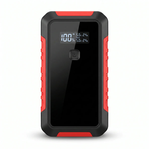 Booster de batterie portable noir et rouge avec écran LCD